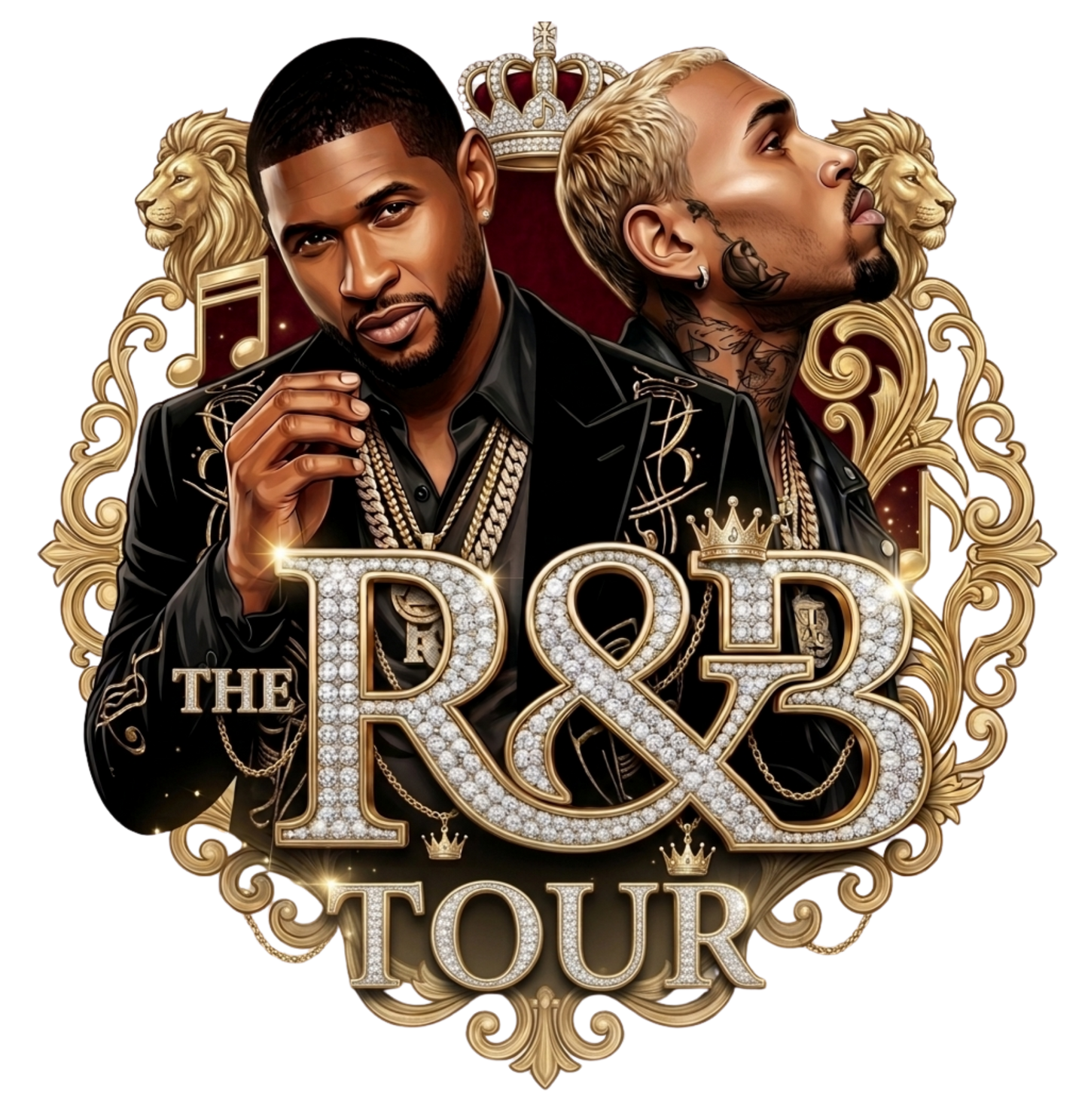 R&B Tour 2026 Rhinestone Jersey | Usher & Chris Brown Concert Jersey