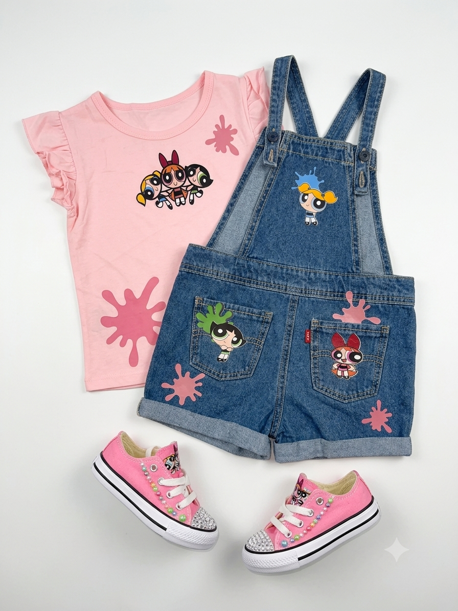 Custom Girls Birthday Outfit Set & Matching Rhinestone Shoes | Personalized Girls Birthday Outfit