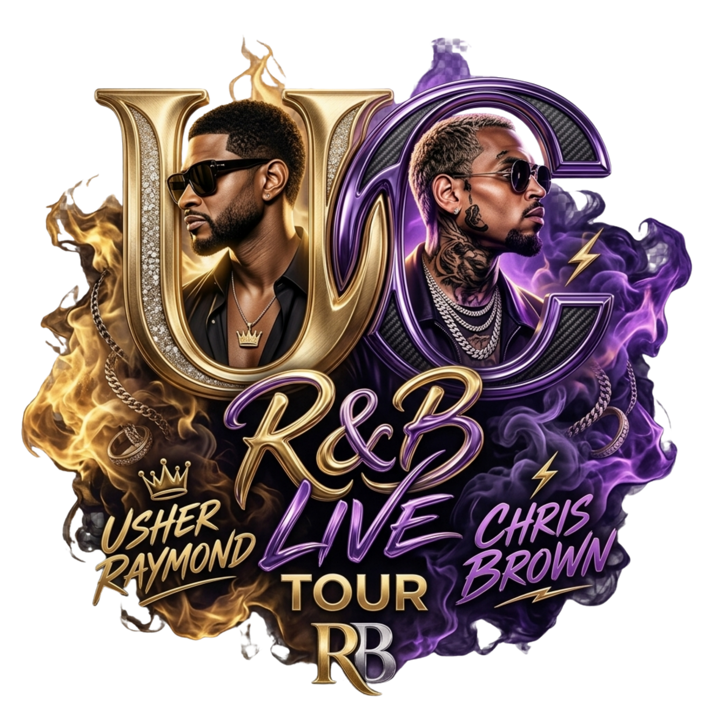 R&B Tour 2026 Rhinestone Jersey | Usher & Chris Brown Concert Jersey