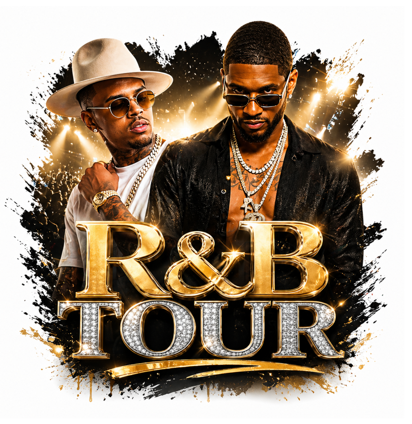 R&B Tour 2026 Rhinestone Jersey | Usher & Chris Brown Concert Jersey