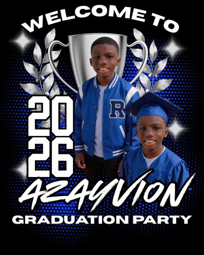All-Star Blue Graduation Bundle | Class of 2026 Graduation Party Templates (Editable Canva-Pro Kit)