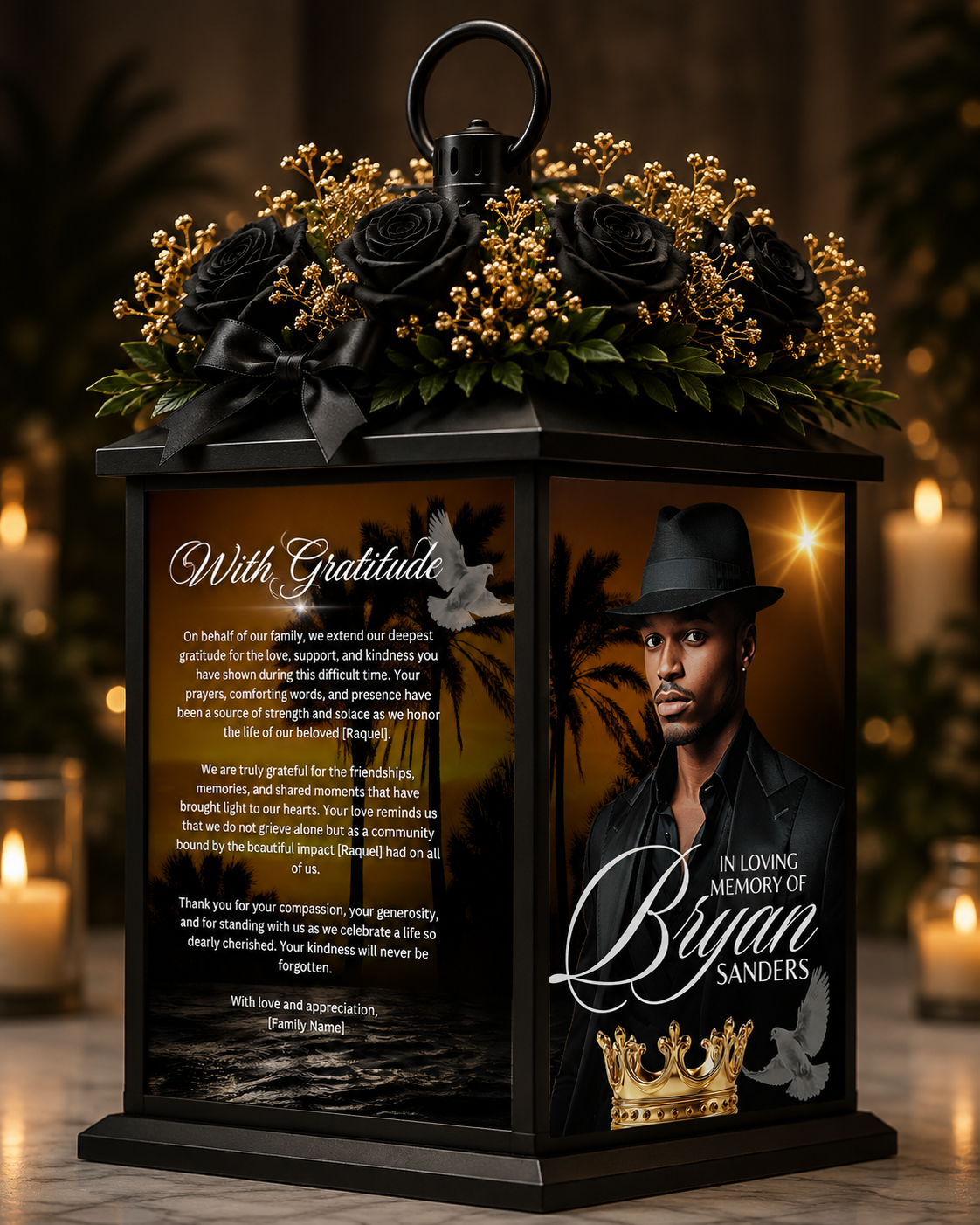 Custom Memorial Lantern with Photo | Personalized In Loving Memory Keepsake