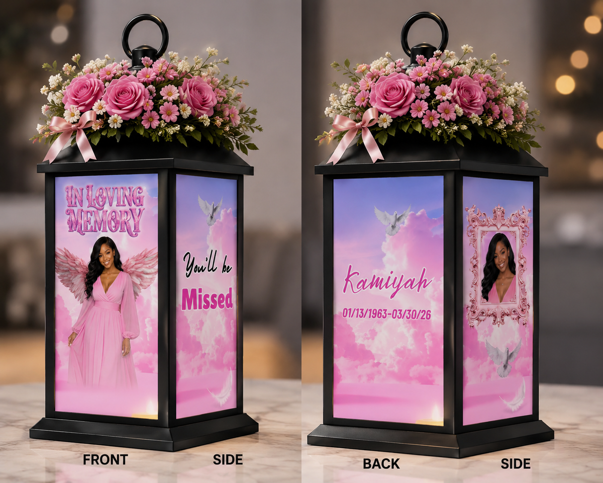 Custom Memorial Lantern with Photo | Personalized In Loving Memory Keepsake