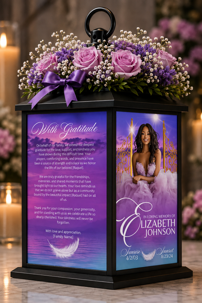 Custom Memorial Lantern with Photo | Personalized In Loving Memory Keepsake