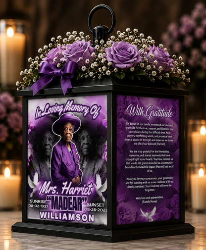 Custom Memorial Lantern with Photo | Personalized In Loving Memory Keepsake