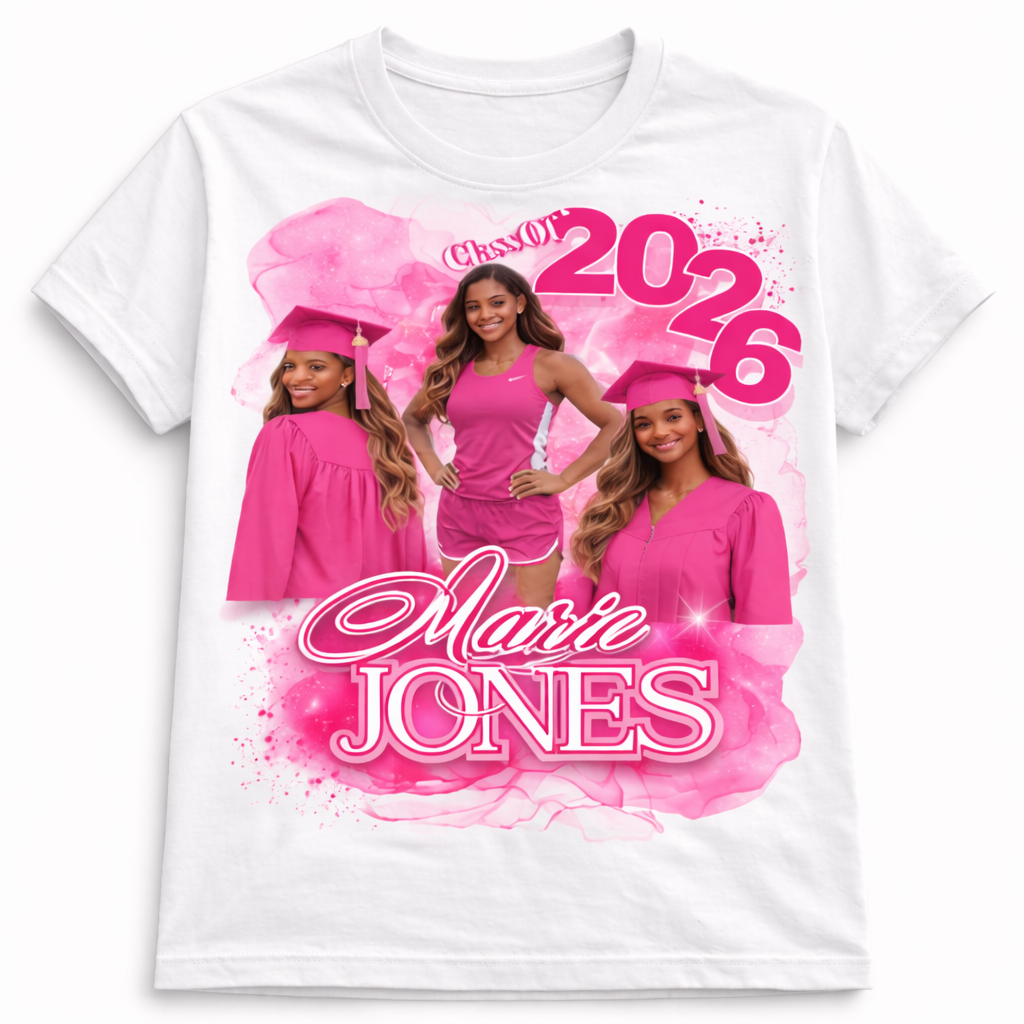 Personalized Graduation T-Shirt Class of 2026 – Custom Name Senior Shirt – Grad Photo Collage Shirt – Graduation Gift for Daughter, Sister or Friend