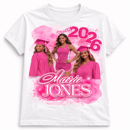 Personalized Graduation T-Shirt Class of 2026 – Custom Name Senior Shirt – Grad Photo Collage Shirt – Graduation Gift for Daughter, Sister or Friend