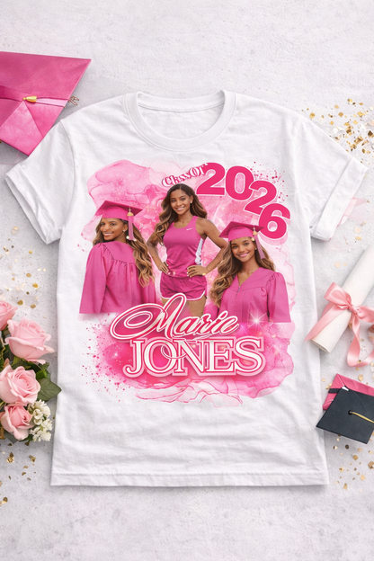 Personalized Graduation T-Shirt Class of 2026 – Custom Name Senior Shirt – Grad Photo Collage Shirt – Graduation Gift for Daughter, Sister or Friend