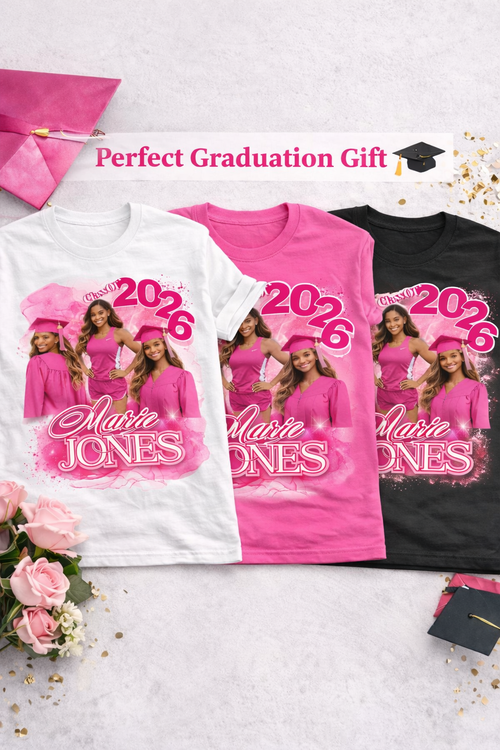 Personalized Graduation T-Shirt Class of 2026 – Custom Name Senior Shirt – Grad Photo Collage Shirt – Graduation Gift for Daughter, Sister or Friend