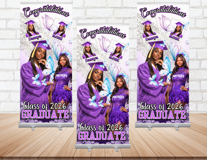 Personalized Graduation Retractable Banner | Custom Photo Class of 2026 Graduation Banner