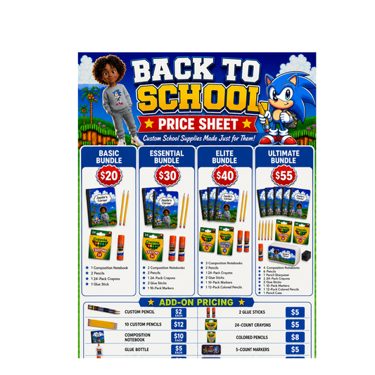Personalized Back to School Supply Bundle | Custom Kids School Supplies with Name
