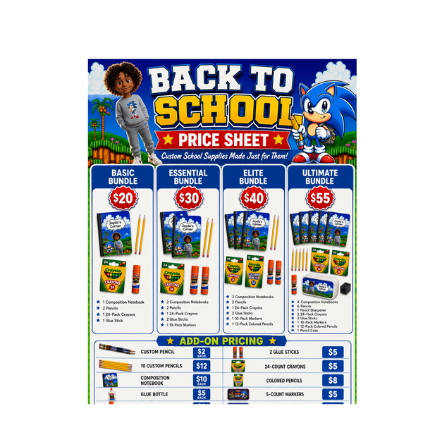 Personalized Back to School Supply Bundle | Custom Kids School Supplies with Name