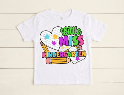 Little Miss Back to School Shirt | Cute Kids Retro Graphic Tee | Custom School Grade T-Shirt Pre-K Kindergarten 1st 2nd 3rd 4th 5th Grade