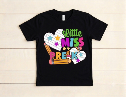 Little Miss Back to School Shirt | Cute Kids Retro Graphic Tee | Custom School Grade T-Shirt Pre-K Kindergarten 1st 2nd 3rd 4th 5th Grade