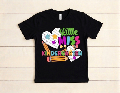 Little Miss Back to School Shirt | Cute Kids Retro Graphic Tee | Custom School Grade T-Shirt Pre-K Kindergarten 1st 2nd 3rd 4th 5th Grade