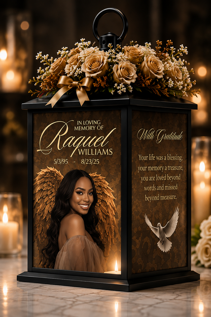 Custom Memorial Lantern with Photo | Personalized In Loving Memory Keepsake