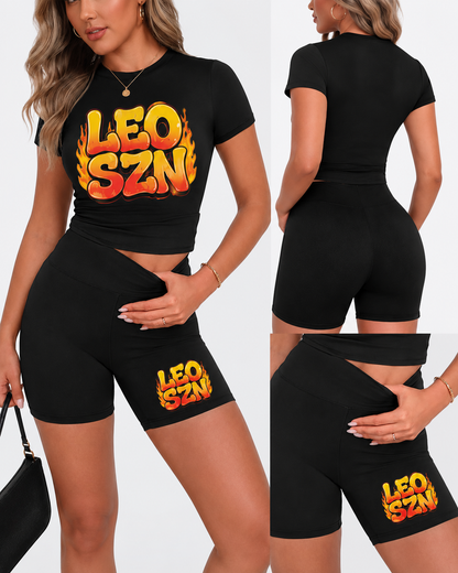 Zodiac SZN Two-Piece Short Set | Birthday Outfit | Astrology Graphic Top & Biker Shorts