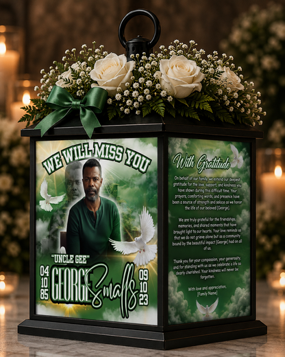 Custom Memorial Lantern with Photo | Personalized In Loving Memory Keepsake
